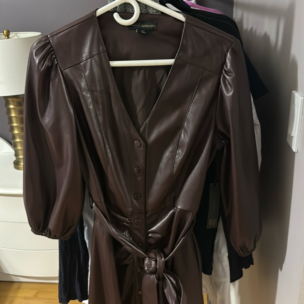 House of Harlow 1960 brown leather dress